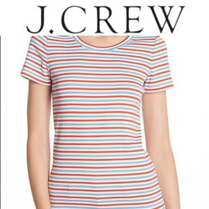 WOMENS | JCREW | BLUE AND RED STRIPED PERFECT FIT SHORT SLEEVE TEE | S